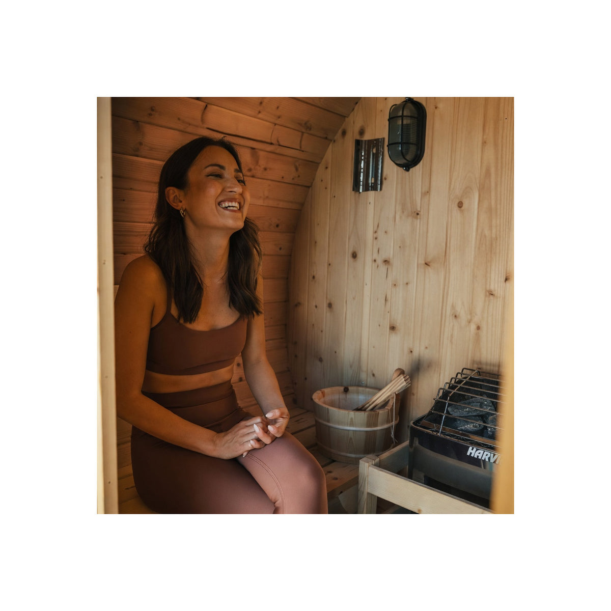 4-Person Electric Heater Outdoor Cedar Barrel Steam Sauna Front Porch Canopy - ETL Certified