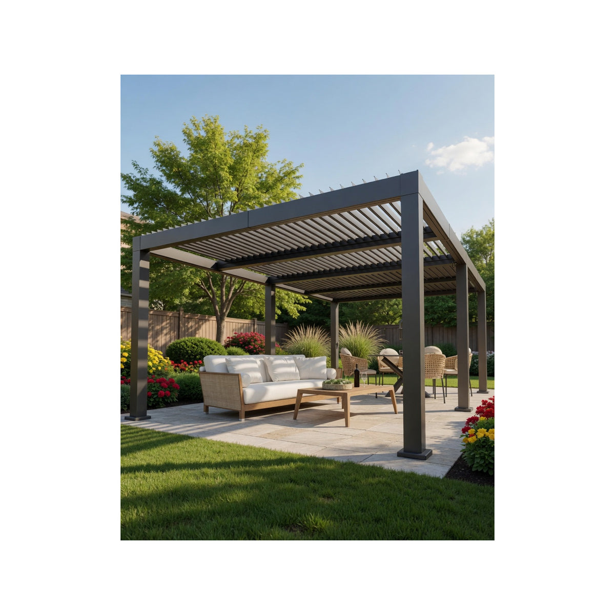 All-Aluminum Louvered Pergola 12 Ft X 24 Ft, Outdoor Pergola with Adjustable Louvered Roof, Reinforced Aluminum Frame, Integrated Drainage System, Hardtop Gazebo for Patio, Deck, Gray
