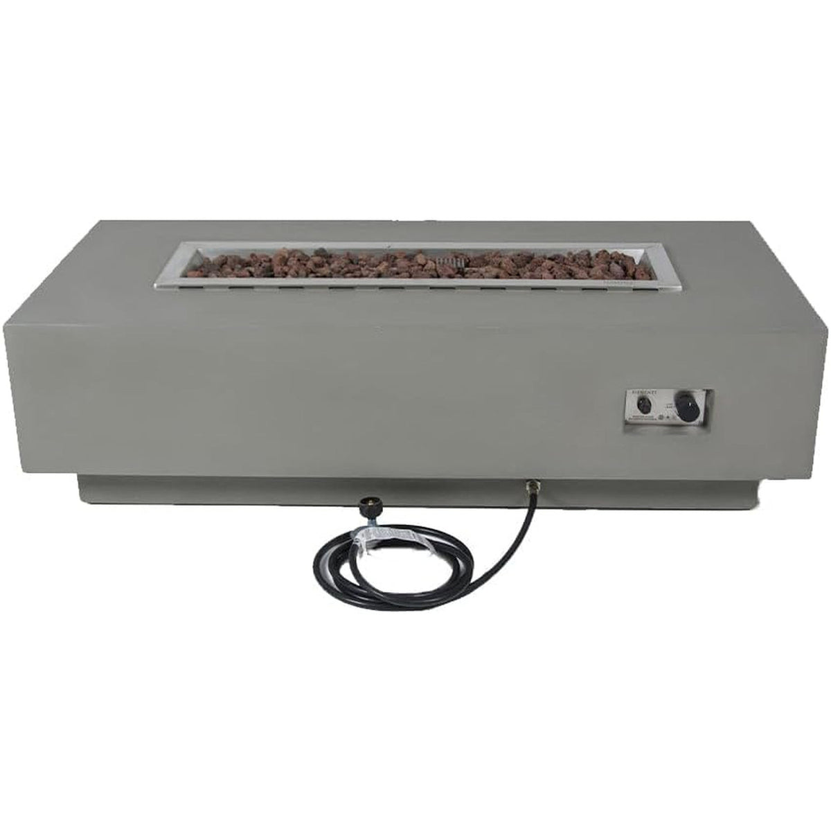 Granville Fire Table Outdoor Fire Pit 60" X 27" Cast Concrete Firepit Includes Lava Rocks 45,000 Btus Outdoor Fireplace for Patio Furniture Set, Deck, Porch, Outdoor Heater - Natural Gas