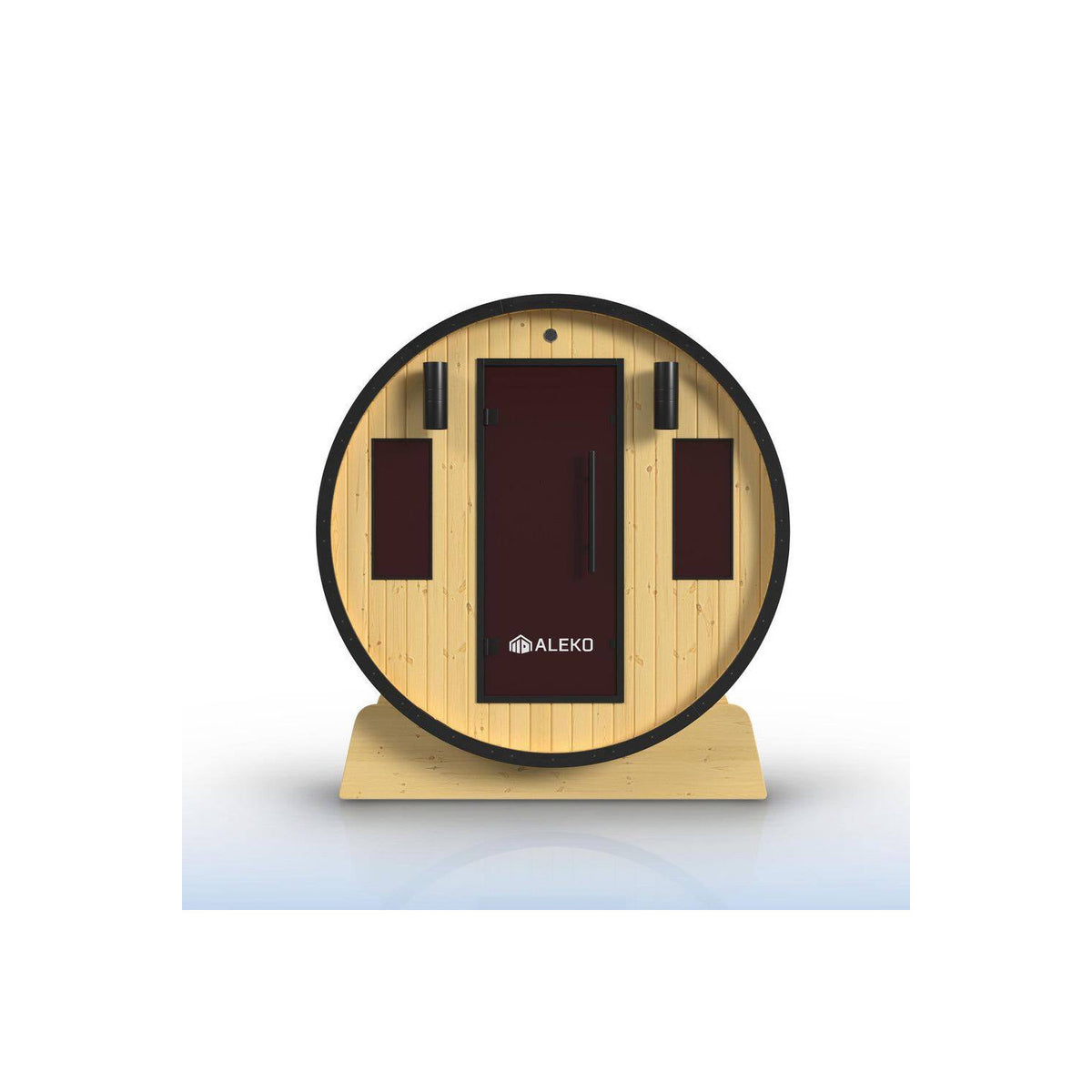 3-Person Capacity Outdoor White Finland Pine Wet/Dry Traditional Barrel Sauna with Black Accents