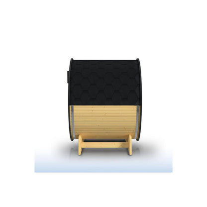 3-Person Capacity Outdoor White Finland Pine Wet/Dry Traditional Barrel Sauna with Black Accents