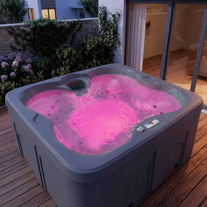 4-Person 13-Jet Plug & Play Square Hot Tub with Thermal Cover, Taupe
