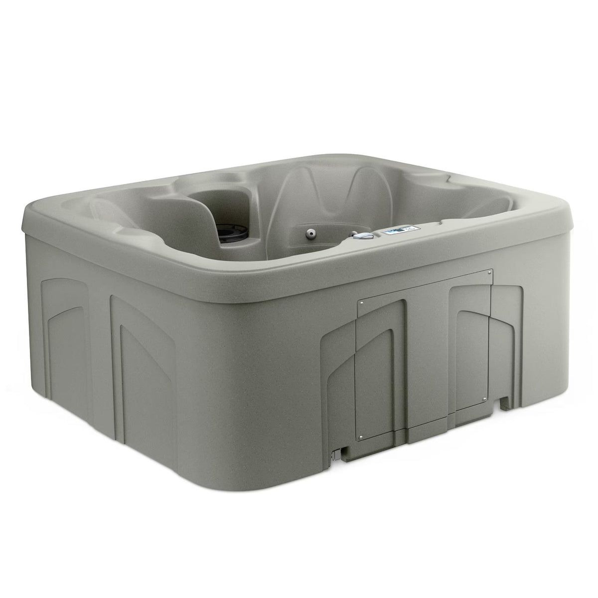 4-Person 13-Jet Plug & Play Square Hot Tub with Thermal Cover, Taupe