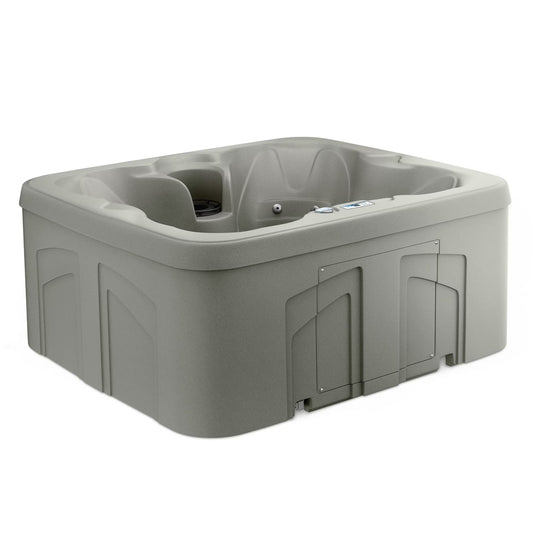 4-Person 13-Jet Plug & Play Square Hot Tub with Thermal Cover, Taupe