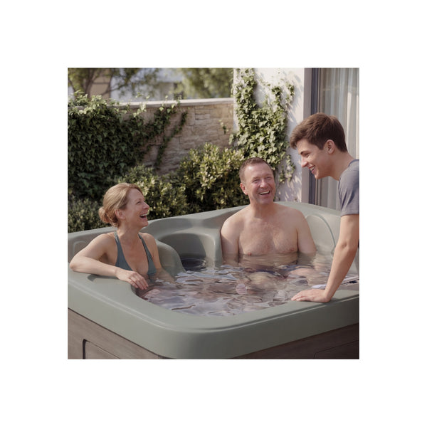 4-Person 13-Jet Plug & Play Square Hot Tub with Thermal Cover, Taupe