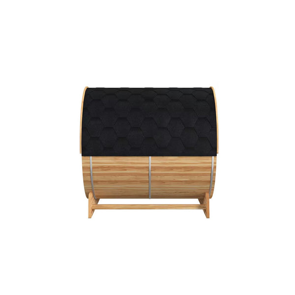 4-Person Electric Heater Outdoor Cedar Barrel Steam Sauna Front Porch Canopy - ETL Certified