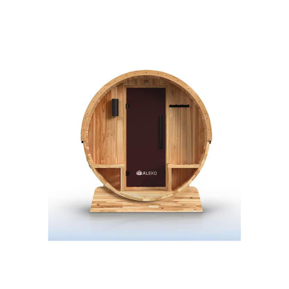 4-Person Electric Heater Outdoor Cedar Barrel Steam Sauna Front Porch Canopy - ETL Certified
