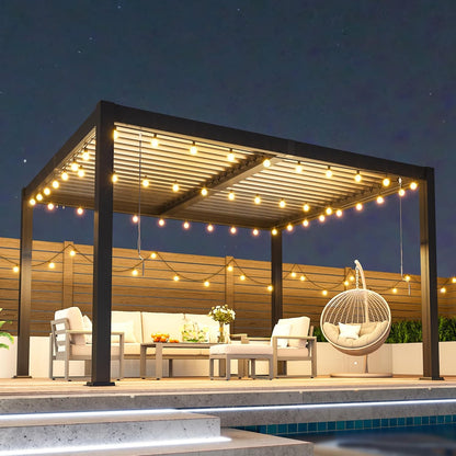 Pergola 10' X 12' with Aluminum Frame and Adjustable Louvered Roof