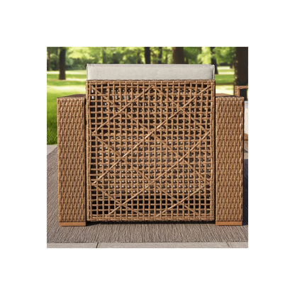 8 Pieces L-Shaped Wicker Patio Furniture Set 8-Seat Outdoor Cushioned Conversation Set, Yellow-Brown & Beige