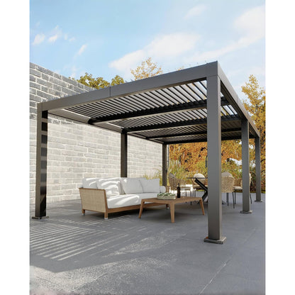 All-Aluminum Louvered Pergola 12 Ft X 24 Ft, Outdoor Pergola with Adjustable Louvered Roof, Reinforced Aluminum Frame, Integrated Drainage System, Hardtop Gazebo for Patio, Deck, Gray