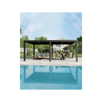All-Aluminum Louvered Pergola 12 Ft X 24 Ft, Outdoor Pergola with Adjustable Louvered Roof, Reinforced Aluminum Frame, Integrated Drainage System, Hardtop Gazebo for Patio, Deck, Gray