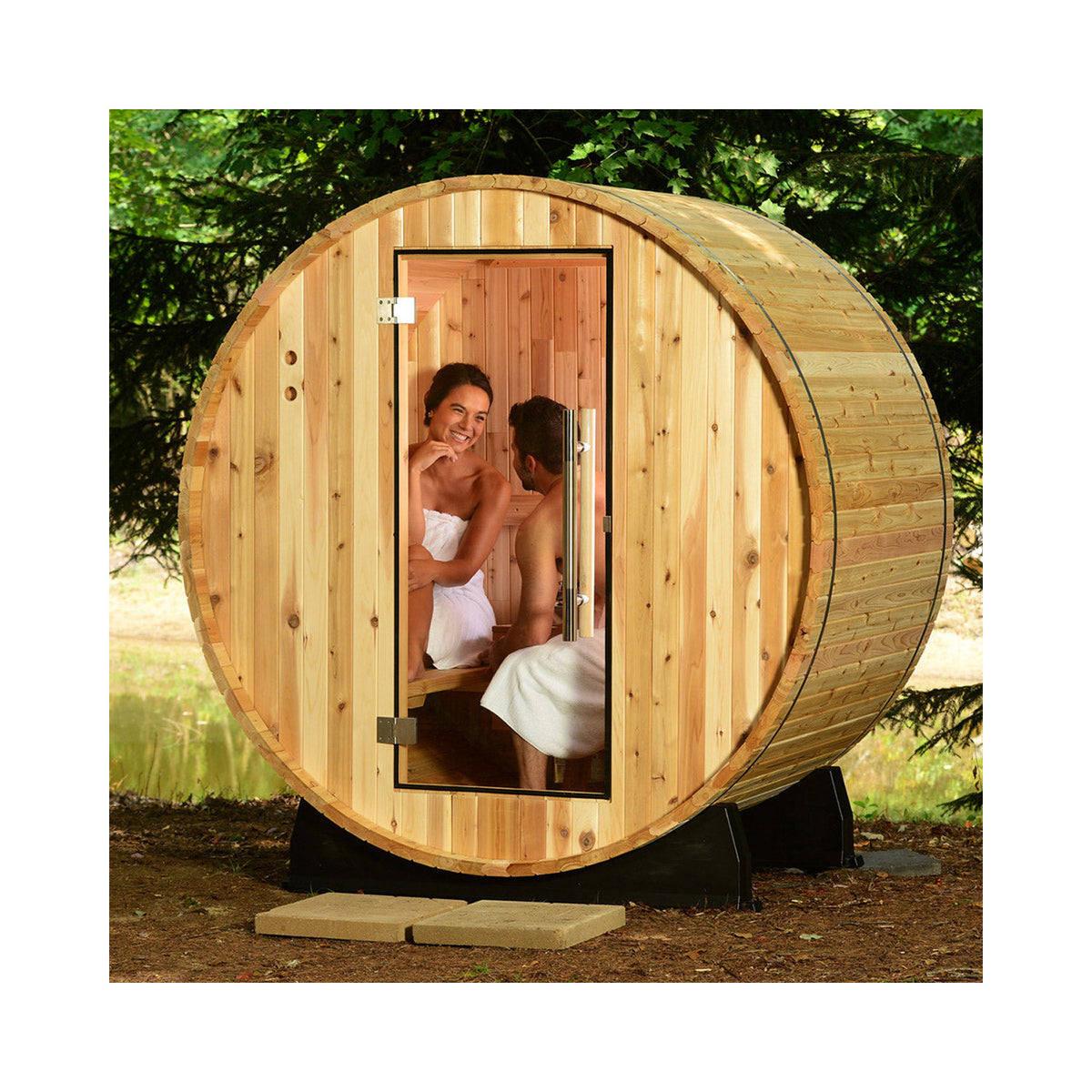 Almost Heaven Saunas Duet 2-Person Outdoor Barrel Sauna
