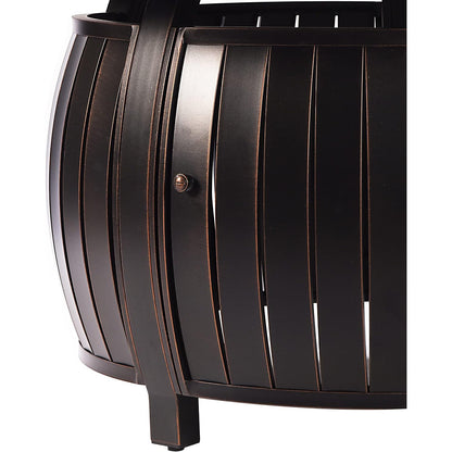 Aluminum 57,0000 BTU 44 In. round Propane Black Fire Pit Table with Fire Beads, Lid, Propane Tank Cover and Table Fabric Covers in Copper Finish