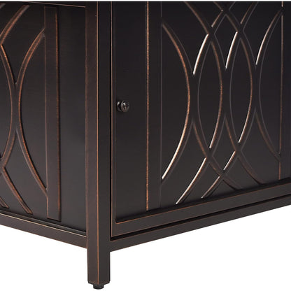 AZCAVE-FPT-AC Aluminum 42 In. Square Propane Beads, Lid and Fabric Cover Finish Outdoor Fire Table, Antique Copper