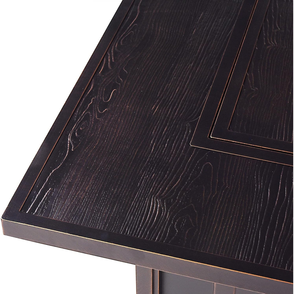 AZCAVE-FPT-AC Aluminum 42 In. Square Propane Beads, Lid and Fabric Cover Finish Outdoor Fire Table, Antique Copper