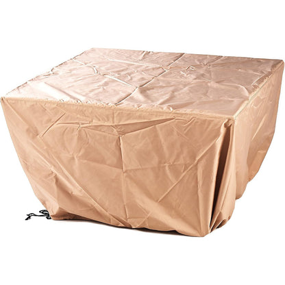 AZCAVE-FPT-AC Aluminum 42 In. Square Propane Beads, Lid and Fabric Cover Finish Outdoor Fire Table, Antique Copper