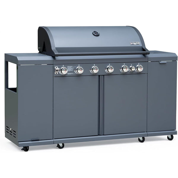 Brand-Man 6-Burner Gas Outdoor Kitchen Grill Island with Side Burner