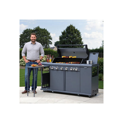 Brand-Man 6-Burner Gas Outdoor Kitchen Grill Island with Side Burner