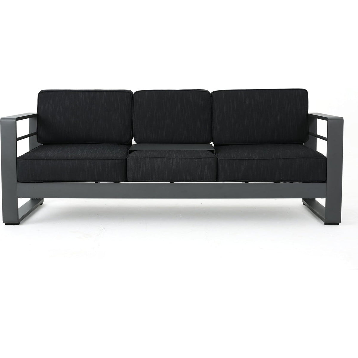 Cape Coral Outdoor Grey Aluminum 4 Piece Sofa Conversation Set with Water Resistant Cushions