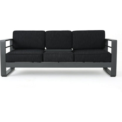 Cape Coral Outdoor Grey Aluminum 4 Piece Sofa Conversation Set with Water Resistant Cushions
