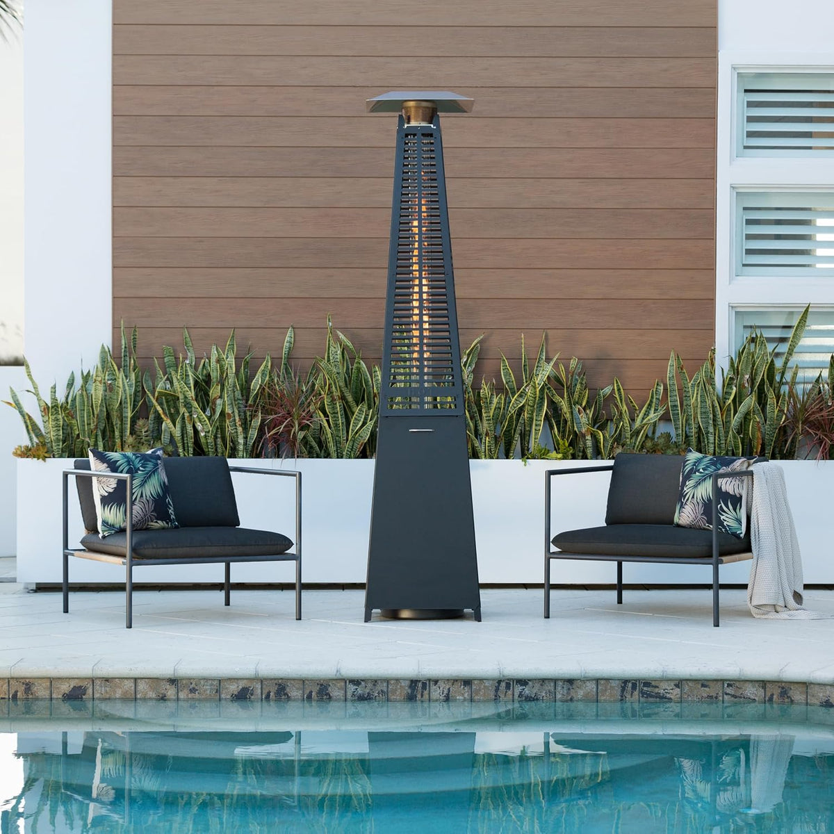 Pyramid Flame Propane Patio Heater Tower, 40,000 BTU, Black