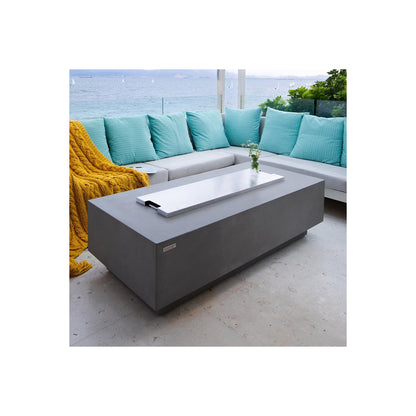 Granville Fire Table Outdoor Fire Pit 60" X 27" Cast Concrete Firepit Includes Lava Rocks 45,000 Btus Outdoor Fireplace for Patio Furniture Set, Deck, Porch, Outdoor Heater - Natural Gas