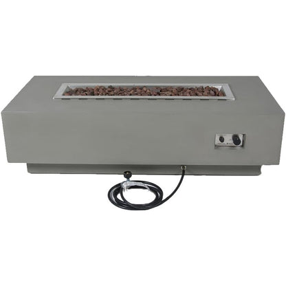 Granville Fire Table Outdoor Fire Pit 60" X 27" Cast Concrete Firepit Includes Lava Rocks 45,000 Btus Outdoor Fireplace for Patio Furniture Set, Deck, Porch, Outdoor Heater - Natural Gas