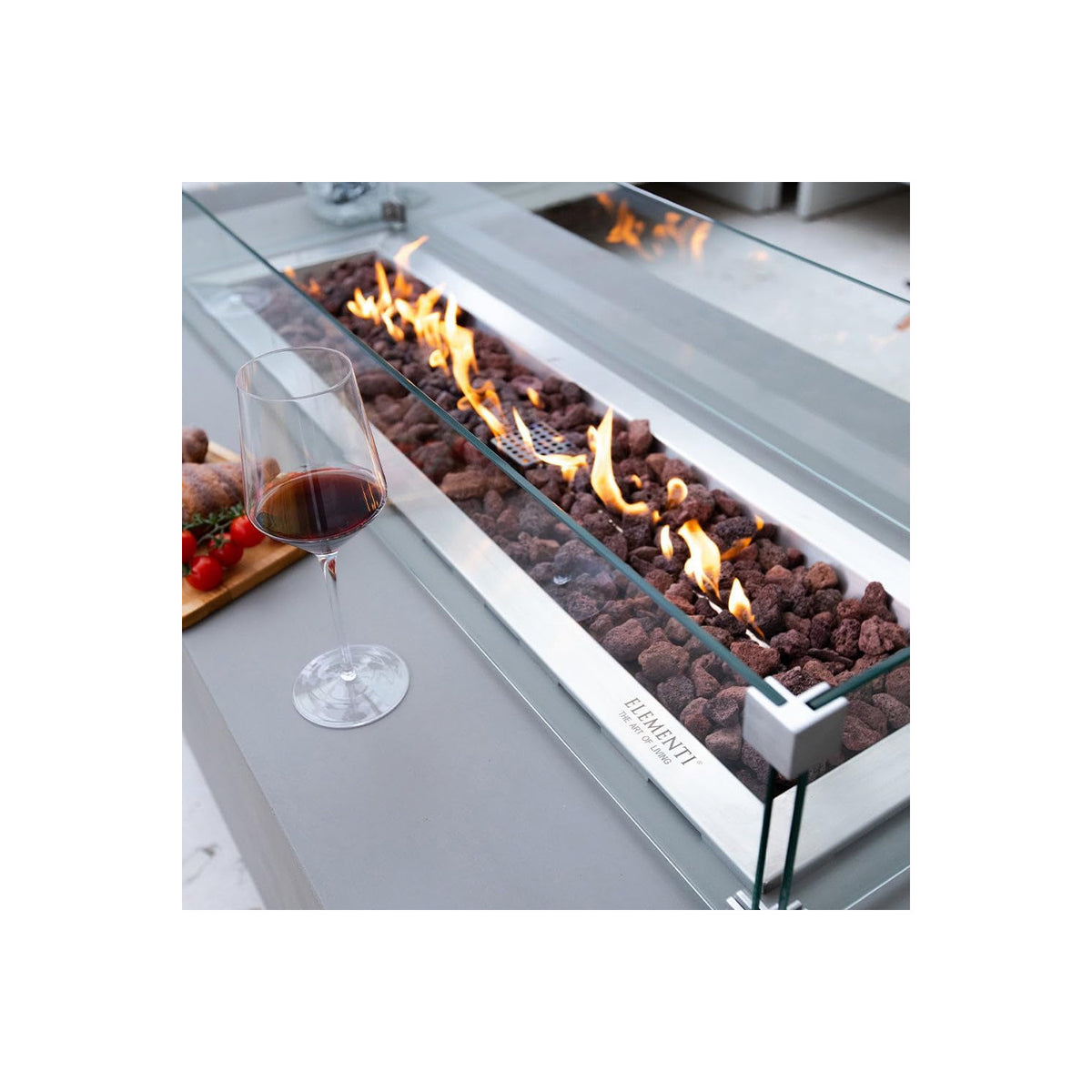 Granville Fire Table Outdoor Fire Pit 60" X 27" Cast Concrete Firepit Includes Lava Rocks 45,000 Btus Outdoor Fireplace for Patio Furniture Set, Deck, Porch, Outdoor Heater - Natural Gas