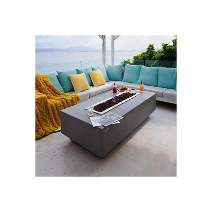 Granville Fire Table Outdoor Fire Pit 60" X 27" Cast Concrete Firepit Includes Lava Rocks 45,000 Btus Outdoor Fireplace for Patio Furniture Set, Deck, Porch, Outdoor Heater - Natural Gas