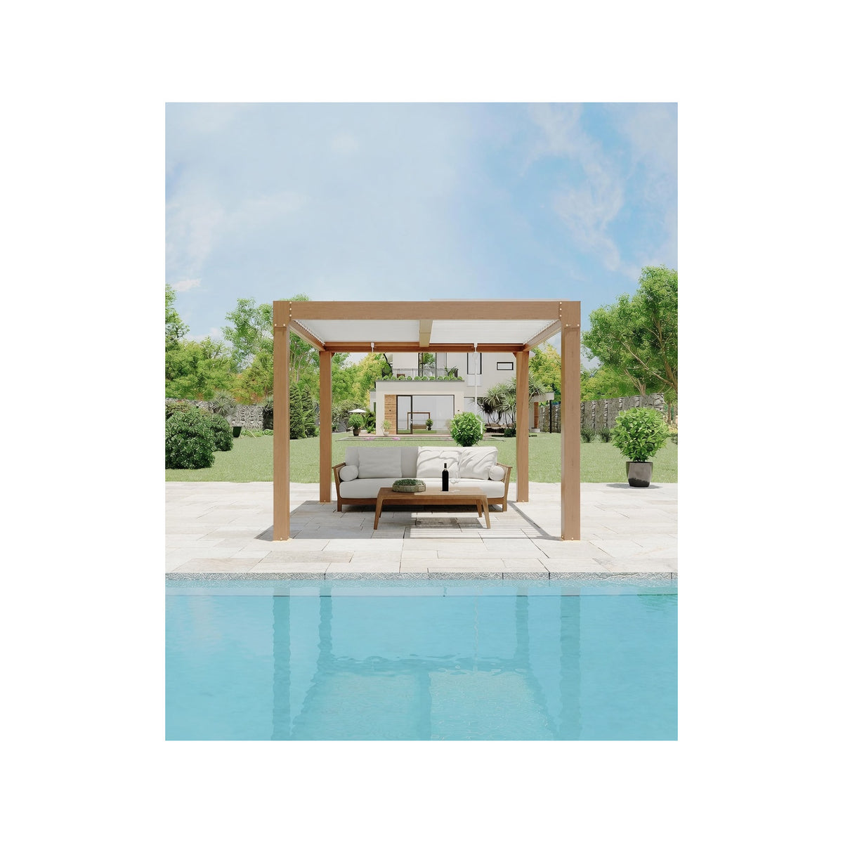 Louvered Pergola 10 Ft X10', Outdoor Pergola with Adjustable Louvered Roof, Reinforced Aluminum Frame, Integrated Drainage System, Hardtop Gazebo for Patio, Deck, Wood Grain