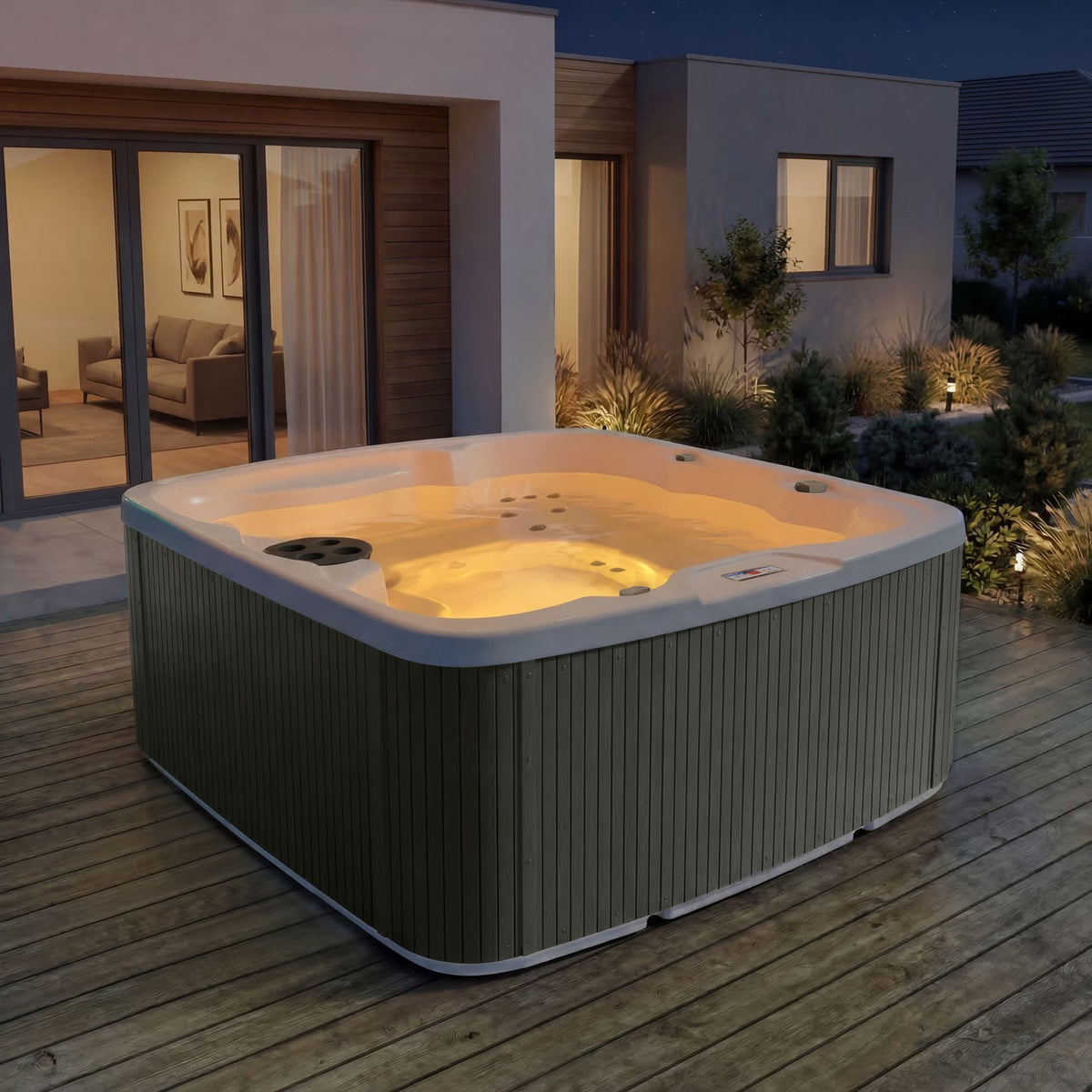LS500 Plus, 5-Person, 23 Jets, Plug and Play Spa, Arctic White/Coastal Gray