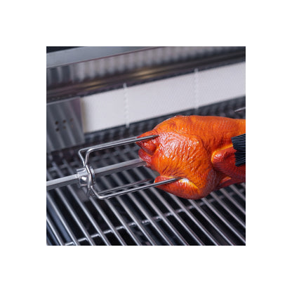 Outdoor Kitchen Island Gas Grill System 4 Burner BBQ Island with Rotisserie Kit, Integrated Sink, Wine Cooler & Granite Countertop
