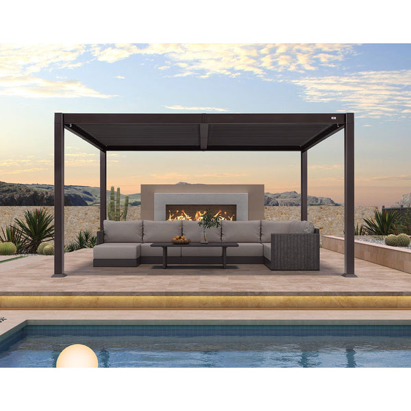 Patio Louvered Pergola 10' X 14' Outdoor Hardtop Gazebo Bronze