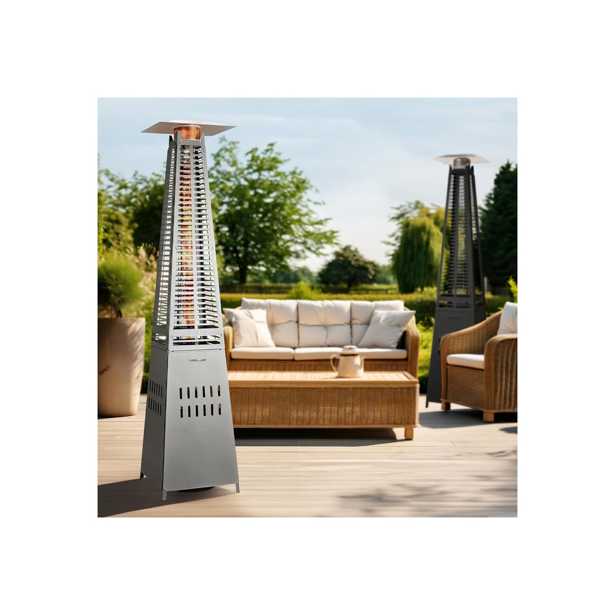 Pyramid Flame Propane Patio Heater Tower, 40,000 BTU, Black