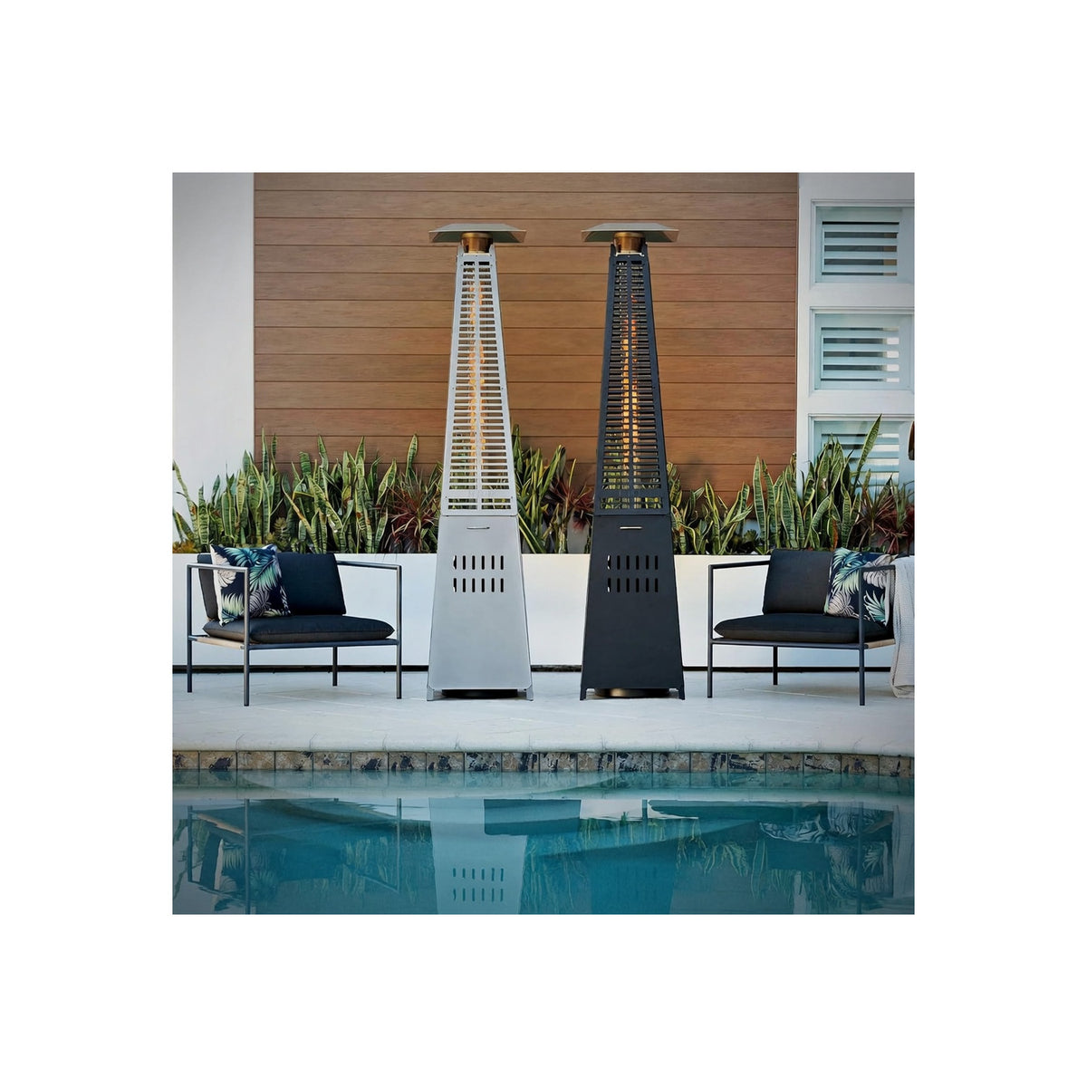 Pyramid Flame Propane Patio Heater Tower, 40,000 BTU, Black