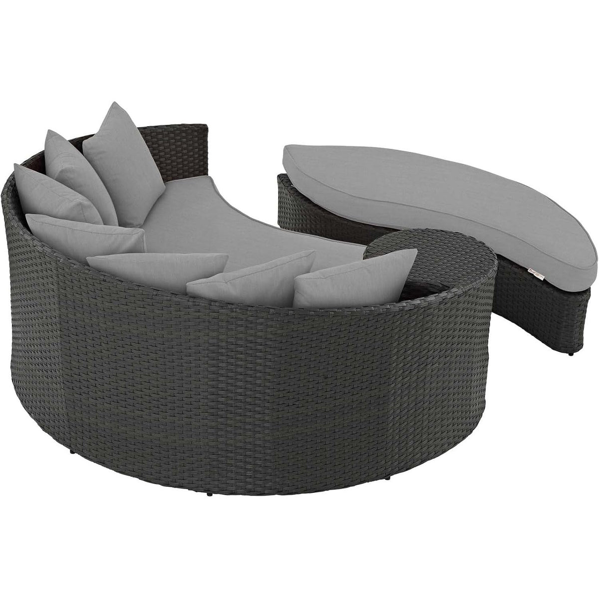 Sojourn Wicker Rattan Outdoor Patio Sunbrella Fabric Daybed in Canvas Gray