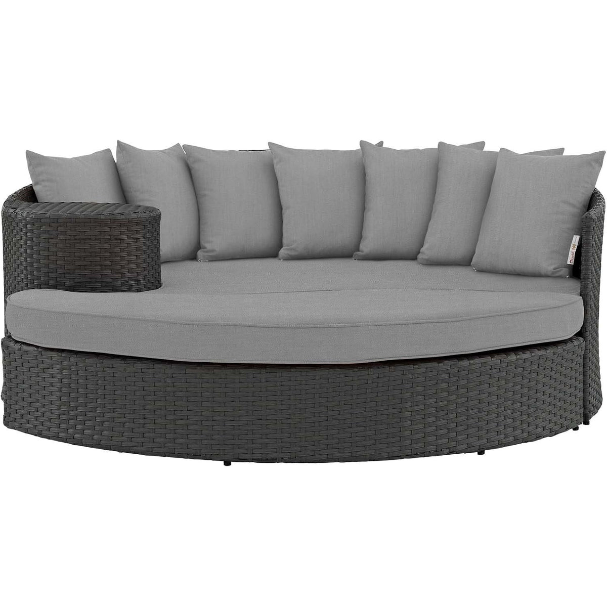 Sojourn Wicker Rattan Outdoor Patio Sunbrella Fabric Daybed in Canvas Gray