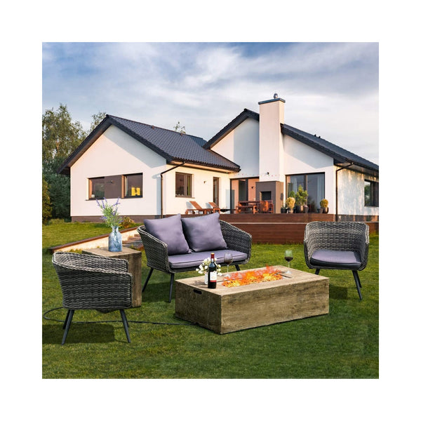 Topment 48" Propane Fire Pit Table Set, 50,000 BTU, with Cover